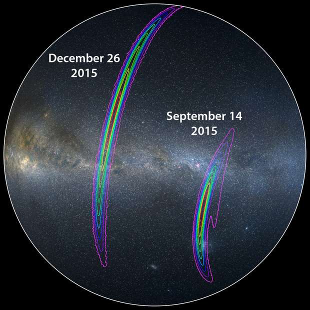 lokalizace zdrojů gravitačních vln z časového zpoždění mezi dvěma stanicemi LIGO druhý běh měření O2 od září 2016 po 6 měsíců, citlivost o 20% lepší klíčové je mít více detektorů rozmístěných po celé