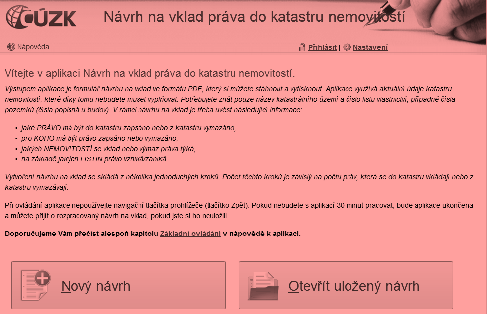 Aplikace Návrh na vklad