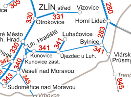 Obrázek 14 Železniční dopravana území MAS Bojkovska Zdroje dat: České dráhy, a.s. Autobusová doprava Autobusová doprava je zastoupena ve všech obcích.