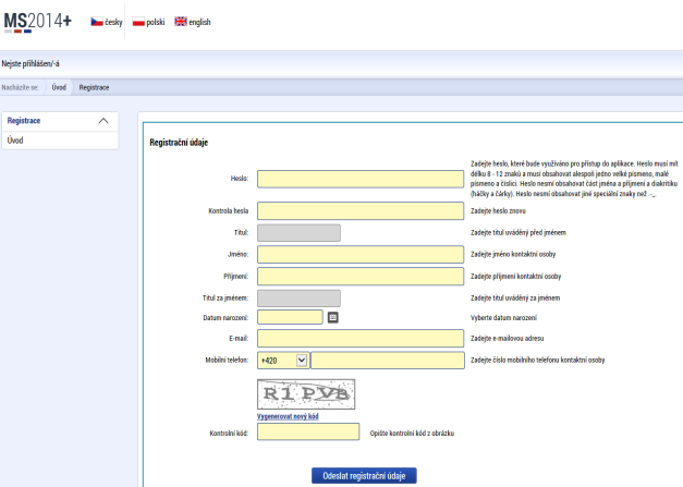 Registrace do ISKP14+ Možno založit více účtů na jednoho uživatele.