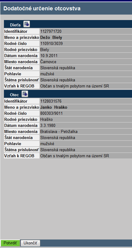 5) Po stlačení tlačidla Potvrdiť v ľavej dolnej časti obrazovky sa zmeny uložia v IS REGOB. 4.