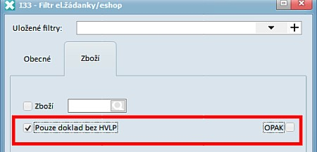 Úpravy v programu 15 Formulář I33 Filtr el. Žádanky / eshop ( Výdej partnerům / Práce s el.