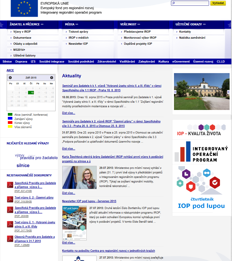 IROP - kde získat informace www.dotaceeu.cz, http://www.dotaceeu.cz/cs/microsites/irop/uvodni-strana www.