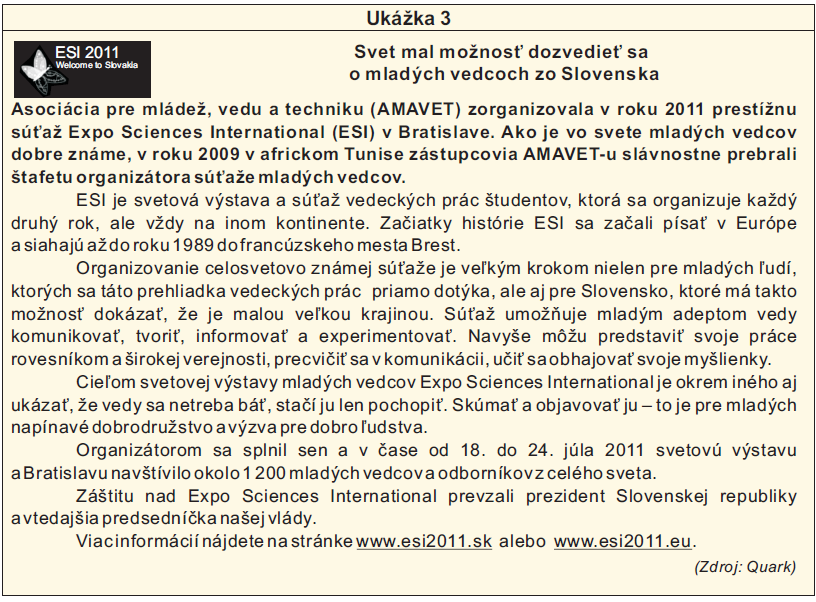 Testovanie T9-212 priebeh, výsledky a analýzy 3.3. Maďarský jazyk a literatúra Z testu z maďarského jazyka a literatúry sme vybrali dve úlohy na čítanie s porozumením.