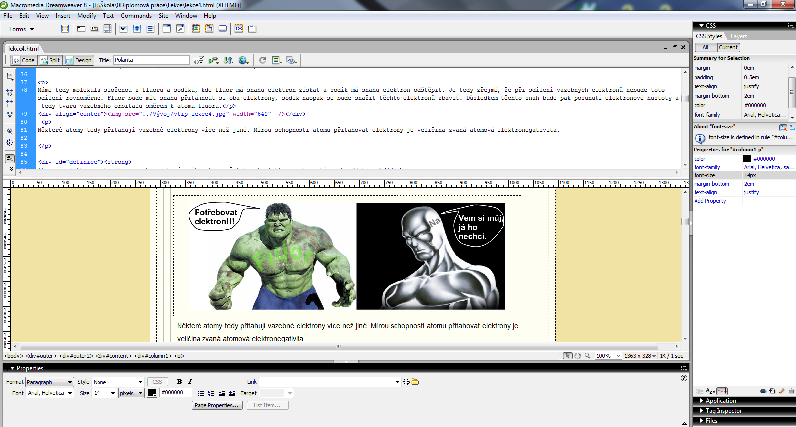Obr. 9.3.1 Vývojové prostředí programu Macromedia Dreamweaver 8.0 9.