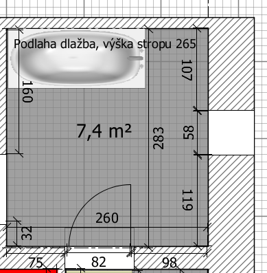 Koupelna Do koupelny je dovedena voda prostřednictvím 2