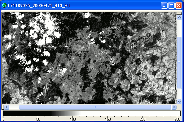 Obrázek č. 6 Ukázka úpravy lineárního zvýraznění po částech Spektrální zvýraznění Obrazová data jednotlivých pásem obou výřezů jsme doposud prohlíželi zobrazená v odstínech šedé barvy.