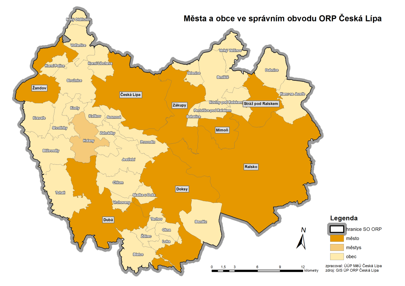 A1.2) SPRÁVNÍ CHARAKTERISTIKA ORP ČESKÁ LÍPA Správní obvod ORP Česká Lípa zahrnuje 41 obcí (114 katastrálních území, 160 částí obcí).