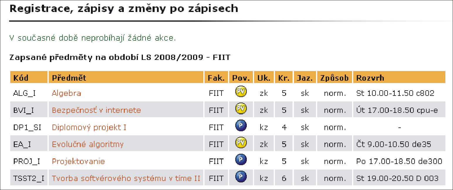 3 APLIKACE ČÁSTI MOJE STUDIUM Zápisy studentů prvních ročníků navazujících studijních programů bez registrace Tento způsob zápisu předmětů se týká studentů, kteří neprovedli registraci předmětů.