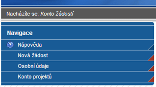 Kliknutím na ţádost zobrazenou v Kontu ţádosti se ţadatel dostane do formuláře dané ţádosti (viz. kap. 5.). V tabulce jsou přehledně uvedeny údaje ke kaţdé projektové ţádosti v elektronické podobě.