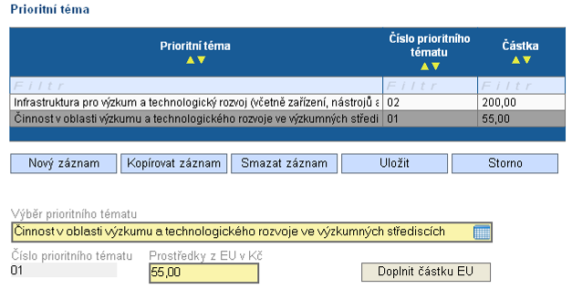 Obrázek 60: Záloţka Kategorizace pomoci Výběr hospodářské činnosti, Výběr typu území - Výběr hospodářské činnosti (předdefinovaný výběr) Ţadatel vyplní hospodářskou činnost, na kterou je předkládaný