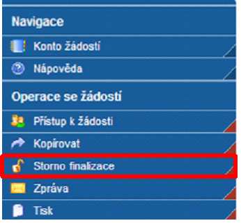 5.5. Finalizace a tisk projektové žádosti Pokud ţadatel ukončí všechny práce na PŢ, je nutné dokument zkontrolovat a finalizovat.