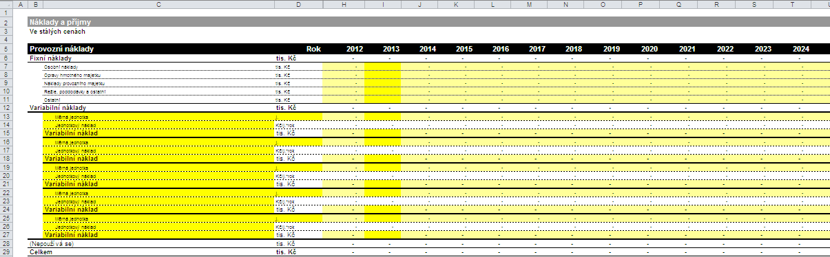 Žadatel nárok na vrácení DPH. Tyto skutečnosti musí být Zpracovatelem (Žadatelem) popsány ve Zprávě k FA/FEA. Zpracovatel vyplňuje hodnoty nákladů a příjmů vždy do prvního celého roku analýzy, tzn.