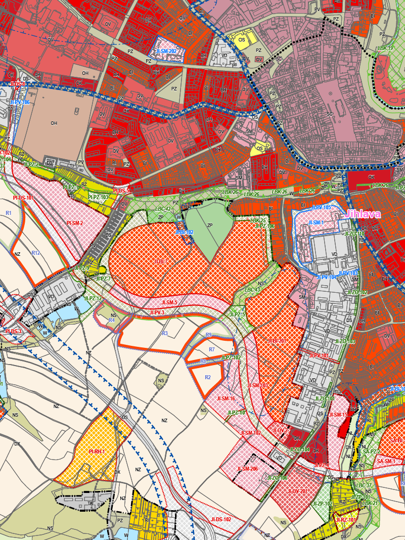 3. Návrh ÚP města Jihlavy 2 014 3.1 Urbanistická koncepce dle návrhu ÚP 2 014 a vztah lokality k městu Návrh územního plánu města Jihlavy 2014 využívá jižní nezastavěné plochy pro budoucí rozvoj.