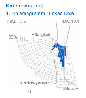 Jaké informace obsahuje diagram kolenního kloubu?