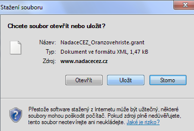 Krok 1. - Chci podat novou žádost Přečtěte si prosím pokyny. V řádku Oranžové hřiště klikněte na Uložit klíč. Budete vyzváni k uložení bezpečnostního klíče.