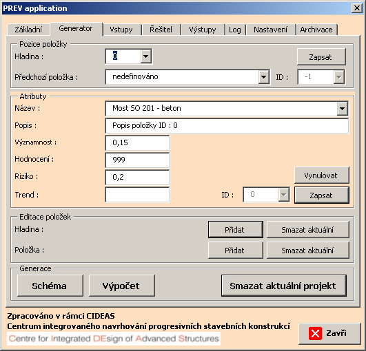 Software pro hodnocení projektů 20 3. 2. 1. Obr. 9 Přidání hladiny kořenového prvku do stromu kritérií.