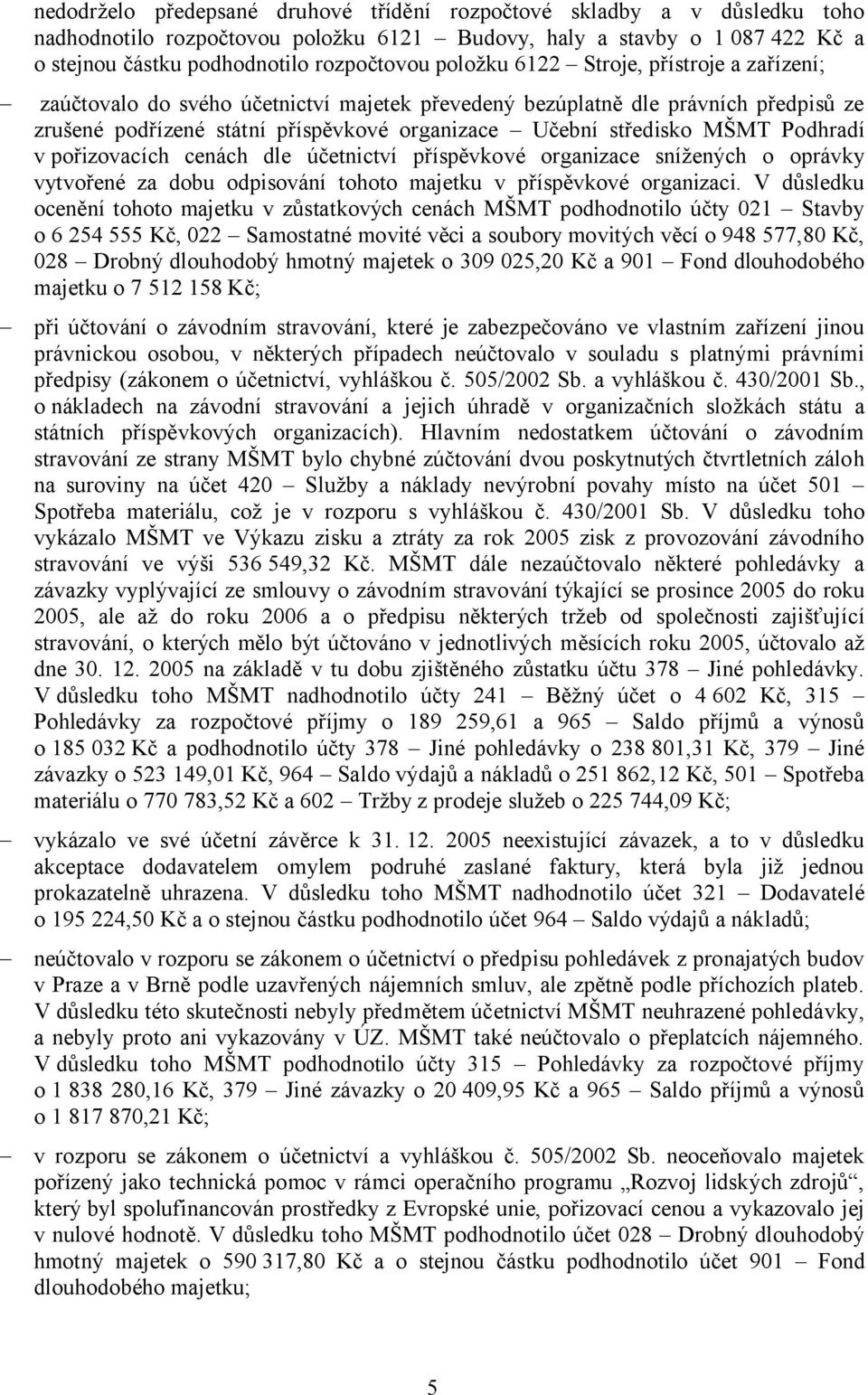 Podhradí v pořizovacích cenách dle účetnictví příspěvkové organizace snížených o oprávky vytvořené za dobu odpisování tohoto majetku v příspěvkové organizaci.