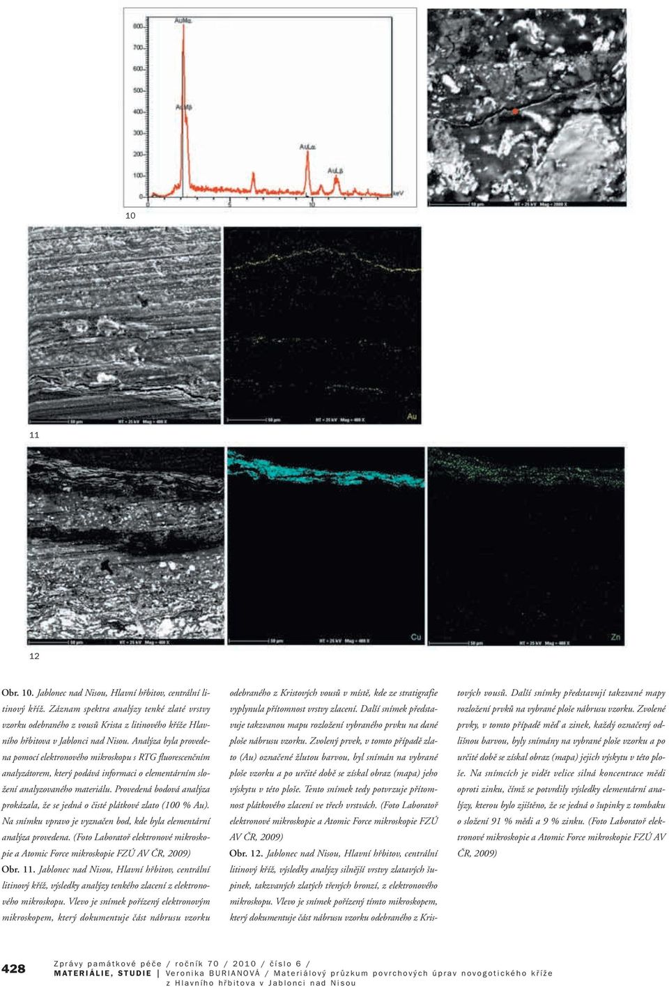 Anal za byla provedena pomocí elektronového mikroskopu s RTG fluorescenãním analyzátorem, kter podává informaci o elementárním slo- Ïení analyzovaného materiálu.