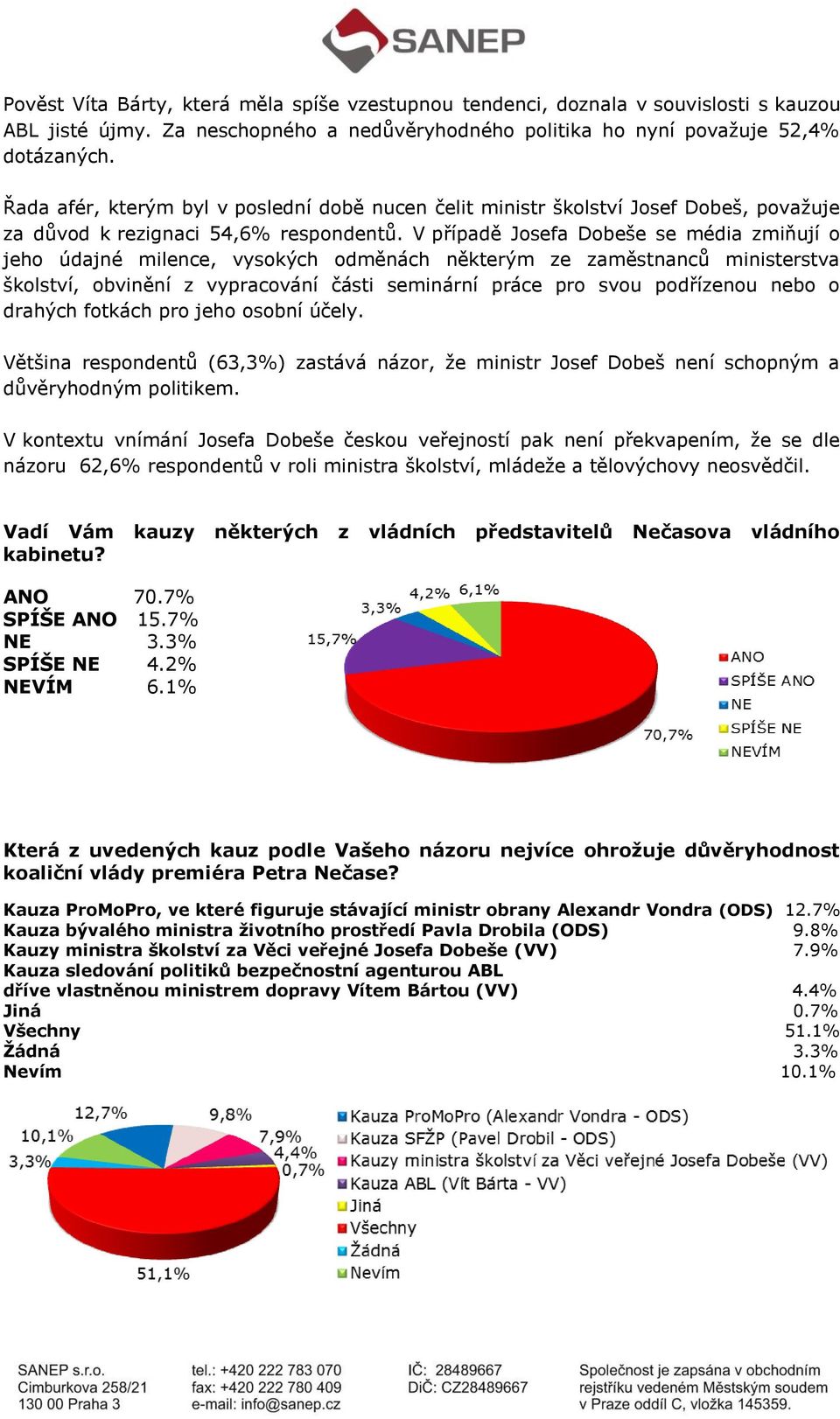 V případě Josefa Dobeše se média zmiňují o jeho údajné milence, vysokých odměnách některým ze zaměstnanců ministerstva školství, obvinění z vypracování části seminární práce pro svou podřízenou nebo