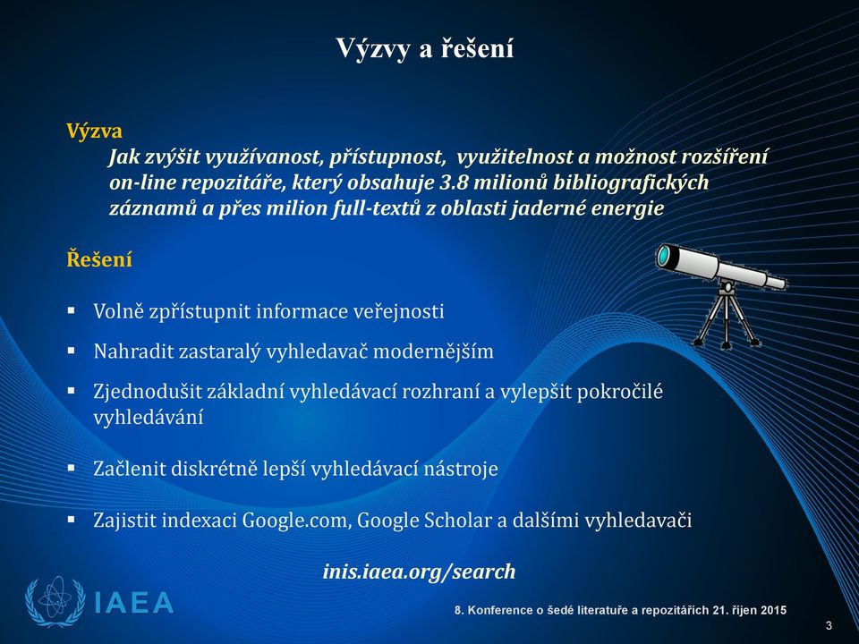 zastaralý vyhledavač modernějším Zjednodušit základní vyhledávací rozhraní a vylepšit pokročilé vyhledávání Začlenit diskrétně lepší