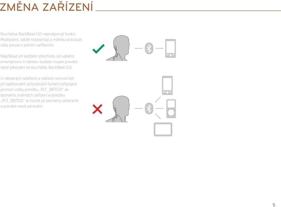 Například při každém přechodu od vašeho smartphonu k tabletu budete muset provést nové párování se sluchátky BackBeat