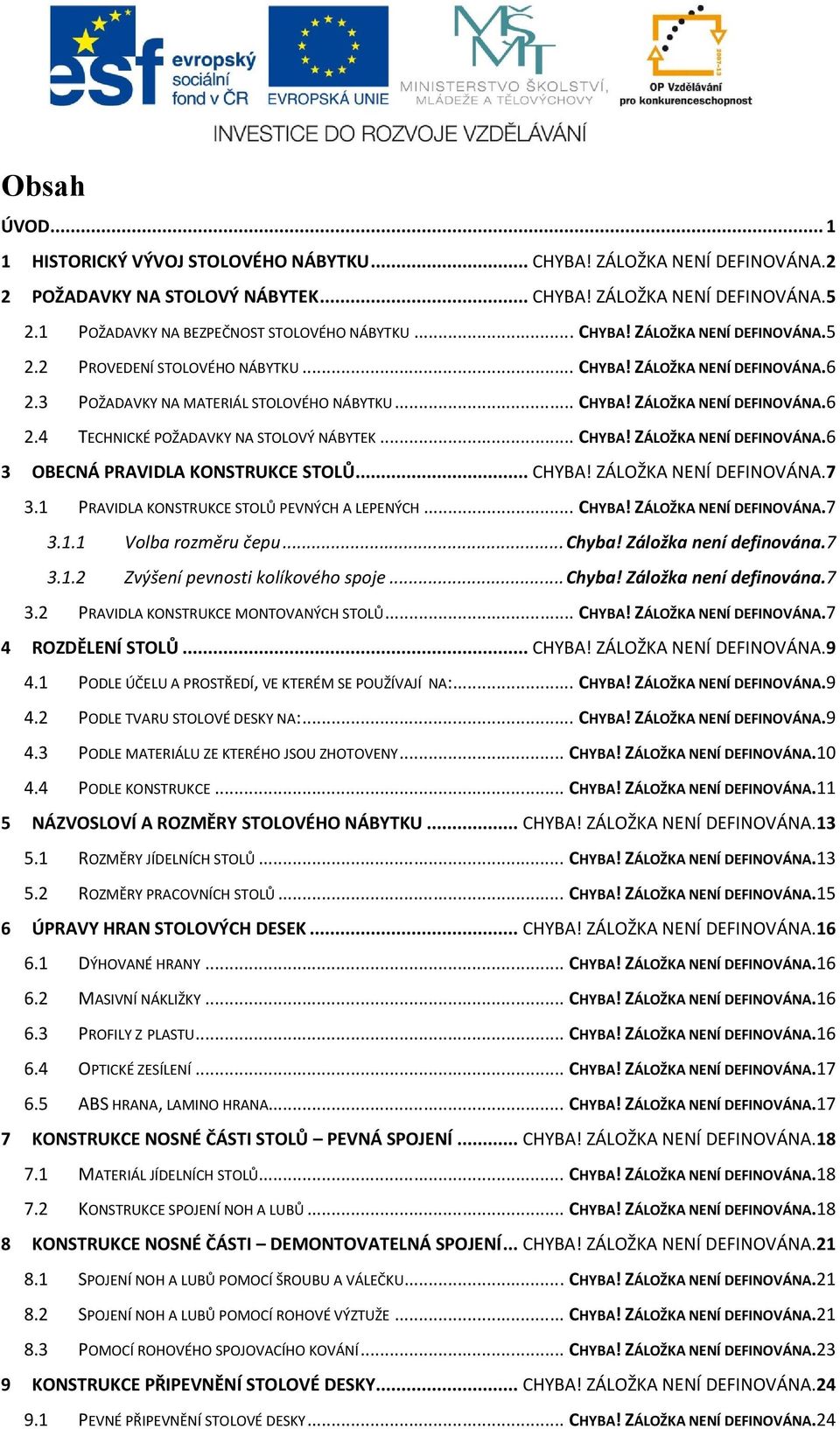 .. CHYBA! ZÁLOŽKA NENÍ DEFINOVÁNA.6 3 OBECNÁ PRAVIDLA KONSTRUKCE STOLŮ... CHYBA! ZÁLOŽKA NENÍ DEFINOVÁNA.7 3.1 PRAVIDLA KONSTRUKCE STOLŮ PEVNÝCH A LEPENÝCH... CHYBA! ZÁLOŽKA NENÍ DEFINOVÁNA.7 3.1.1 Volba rozměru čepu.