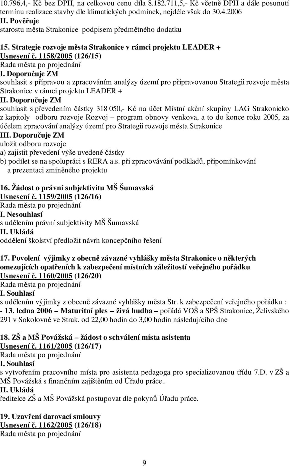 Doporučuje ZM souhlasit s přípravou a zpracováním analýzy území pro připravovanou Strategii rozvoje města Strakonice v rámci projektu LEADER + II.