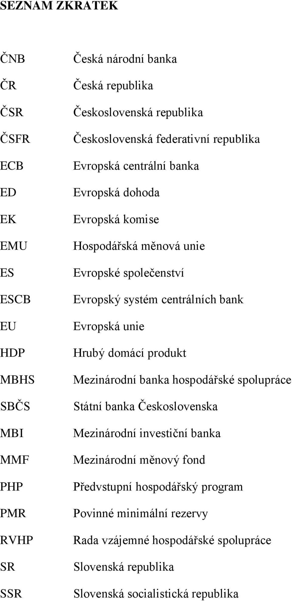 centrálních bank Evropská unie Hrubý domácí produkt Mezinárodní banka hospodářské spolupráce Státní banka Československa Mezinárodní investiční banka