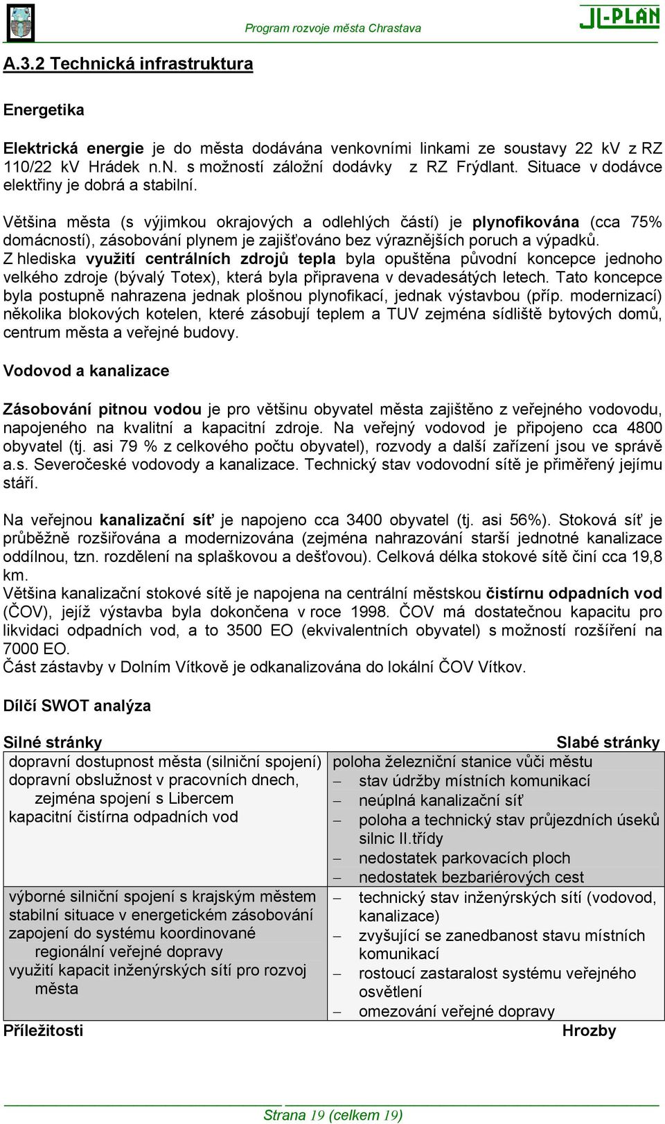 Většina města (s výjimkou okrajových a odlehlých částí) je plynofikována (cca 75% domácností), zásobování plynem je zajišťováno bez výraznějších poruch a výpadků.