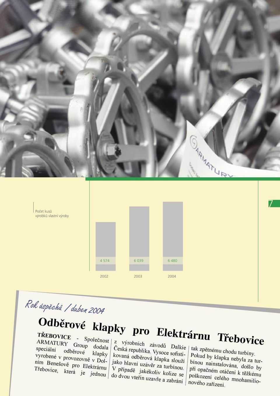 Česká republika. Vysoce sofistikovaná odběrová klapka slouží jako hlavní uzávěr za turbínou.