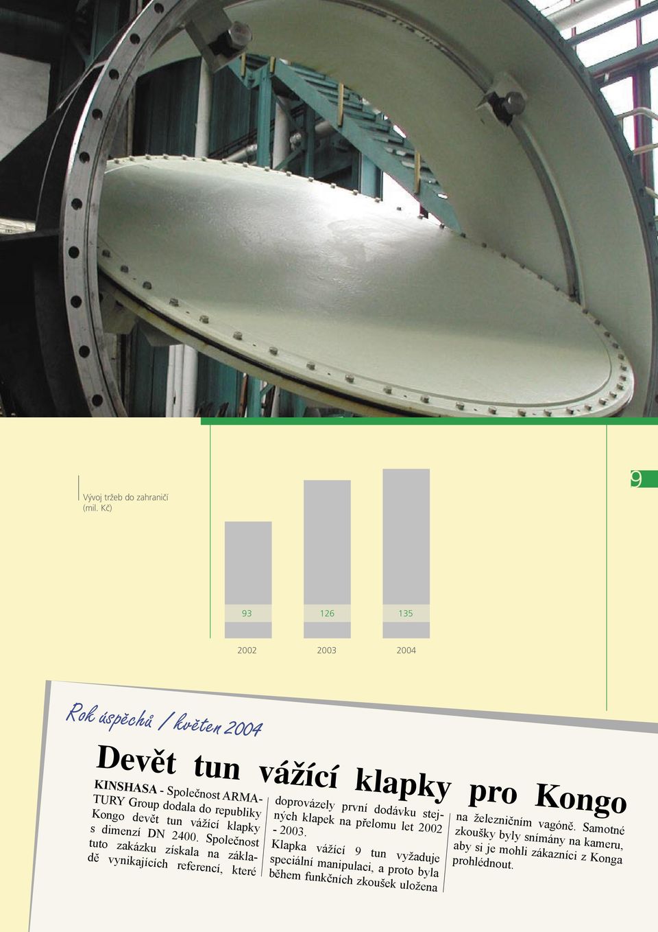 republiky Kongo devět tun vážící klapky s dimenzí DN 2400.