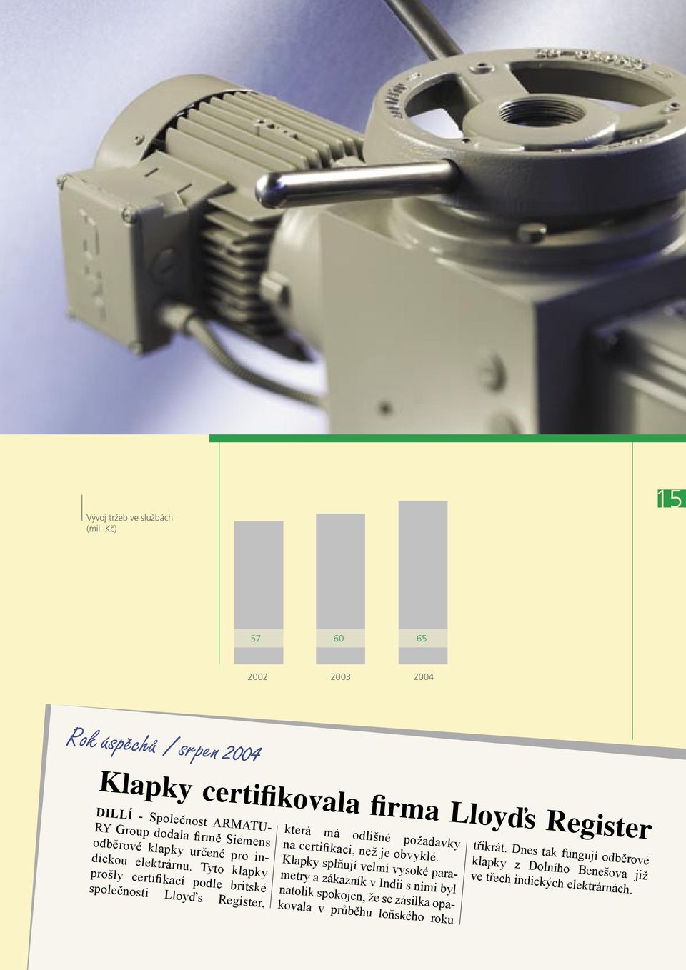 Siemens odběrové klapky určené pro indickou elektrárnu.