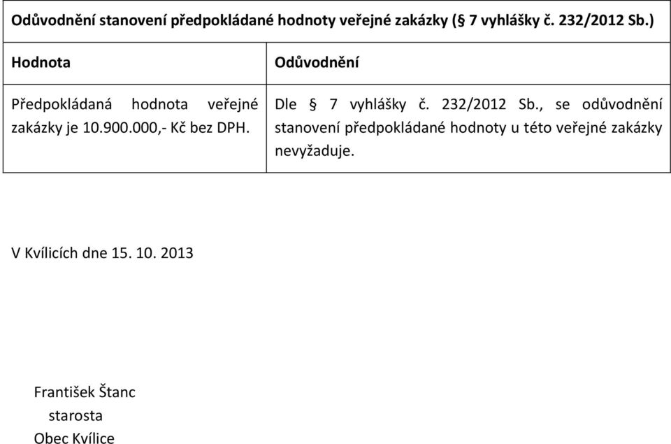 Dle 7 vyhlášky č. 232/2012 Sb.