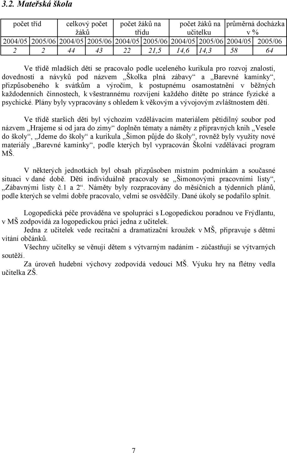 svátkům a výročím, k postupnému osamostatnění v běžných každodenních činnostech, k všestrannému rozvíjení každého dítěte po stránce fyzické a psychické.