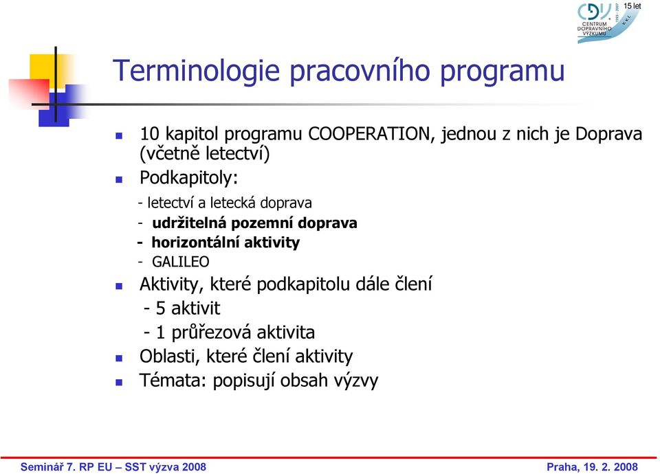 pozemní doprava - horizontální aktivity - GALILEO Aktivity, které podkapitolu dále