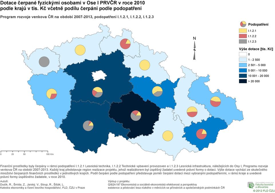 Kč] 1-2 5 2 51-5 5 1-1 1 1-2 > 2 25 5 1 Km Finanční prostředky byly čerpány v rámci podopatření Lesnická technika, Technické vybavení provozoven a Lesnická infrastruktura, náležejících do Osy I,