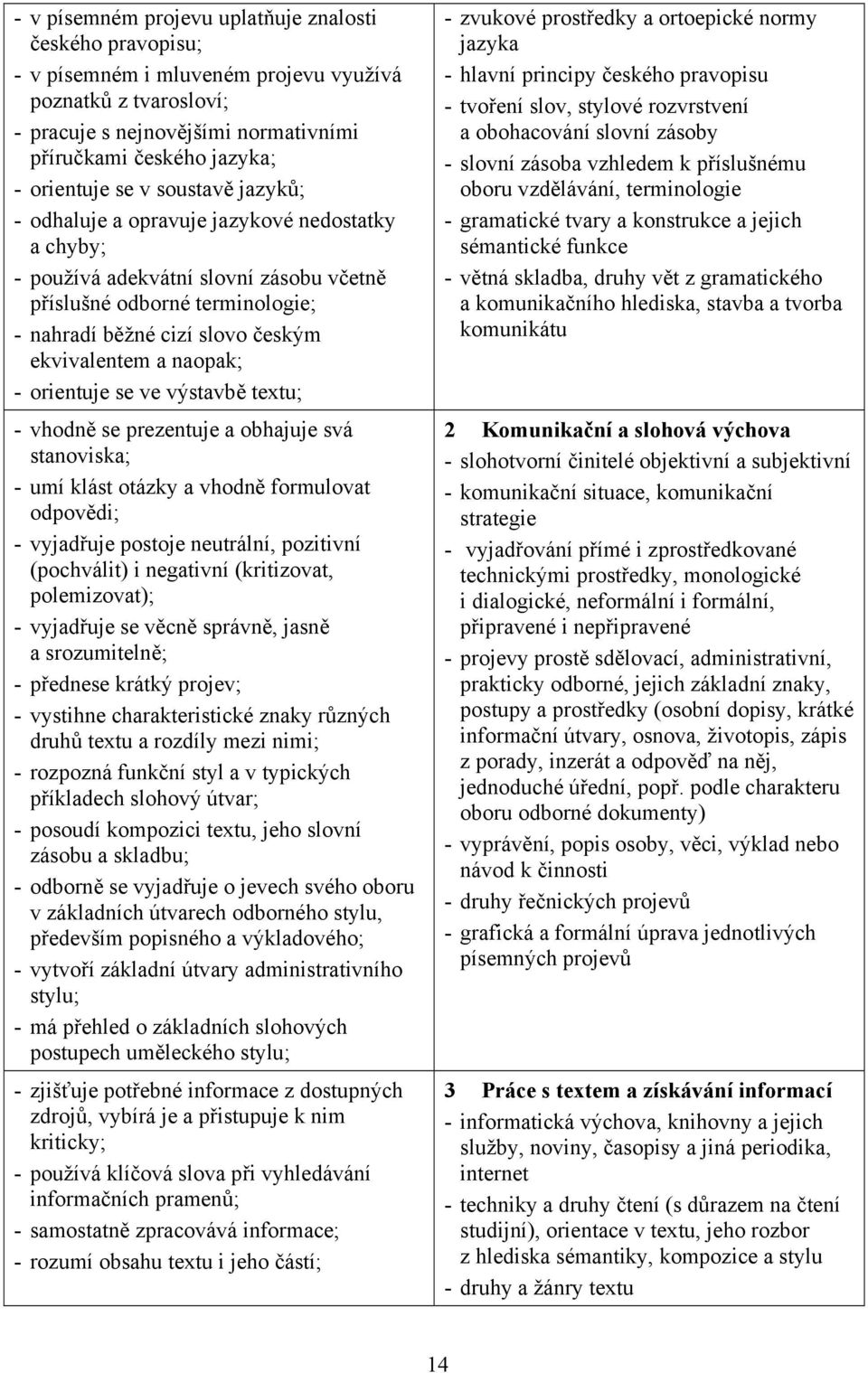 naopak; - orientuje se ve výstavbě textu; - vhodně se prezentuje a obhajuje svá stanoviska; - umí klást otázky a vhodně formulovat odpovědi; - vyjadřuje postoje neutrální, pozitivní (pochválit) i