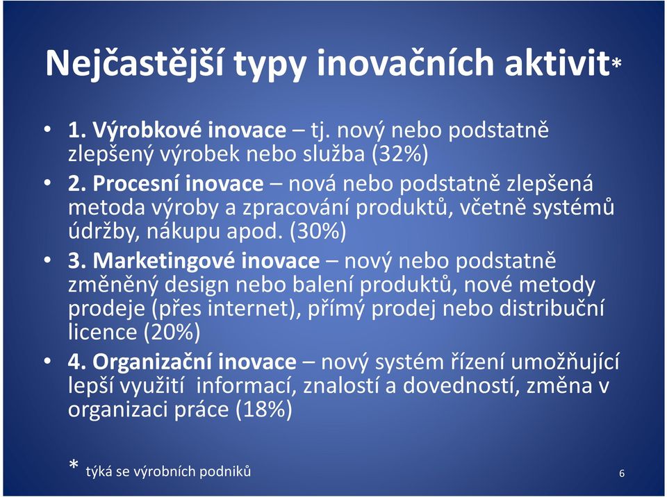 Marketingové inovace nový nebo podstatně změněný design nebo balení produktů, nové metody prodeje (přes internet), přímý prodej nebo