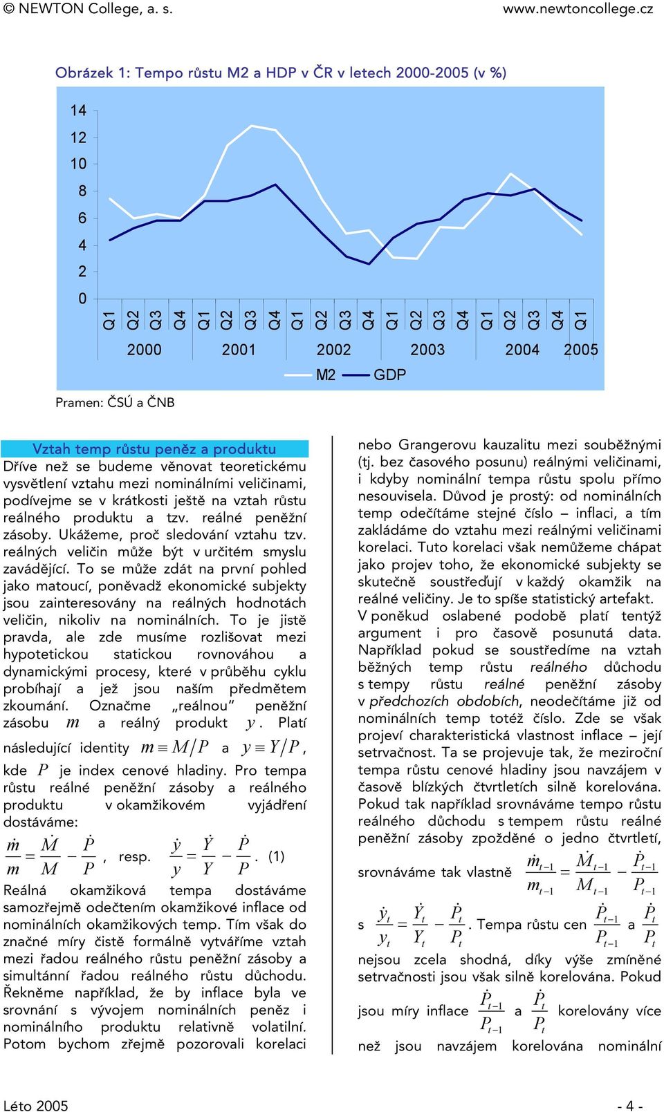 a produku Dříve než se budeme věnova eoreickému vysvělení vzahu mezi nominálními veličinami, podívejme se v krákosi ješě na vzah růsu reálného produku a zv. reálné peněžní zásoby.