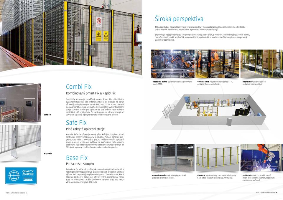 a integrovaný systém oplocení stroje. Combi Fix Kombinovaný Smart Fix a Rapid Fix Robotická buňka Systém Smart Fix s pletivovými panely ST20.