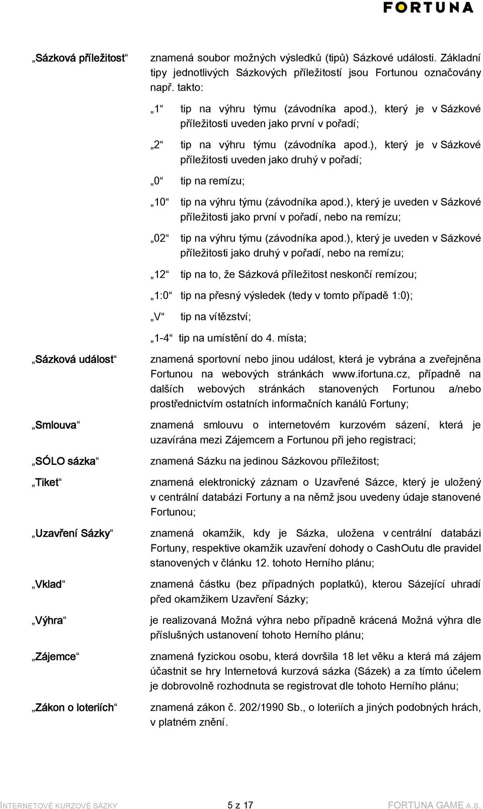 ), který je v Sázkové příležitosti uveden jako druhý v pořadí; 0 tip na remízu; 10 tip na výhru týmu (závodníka apod.