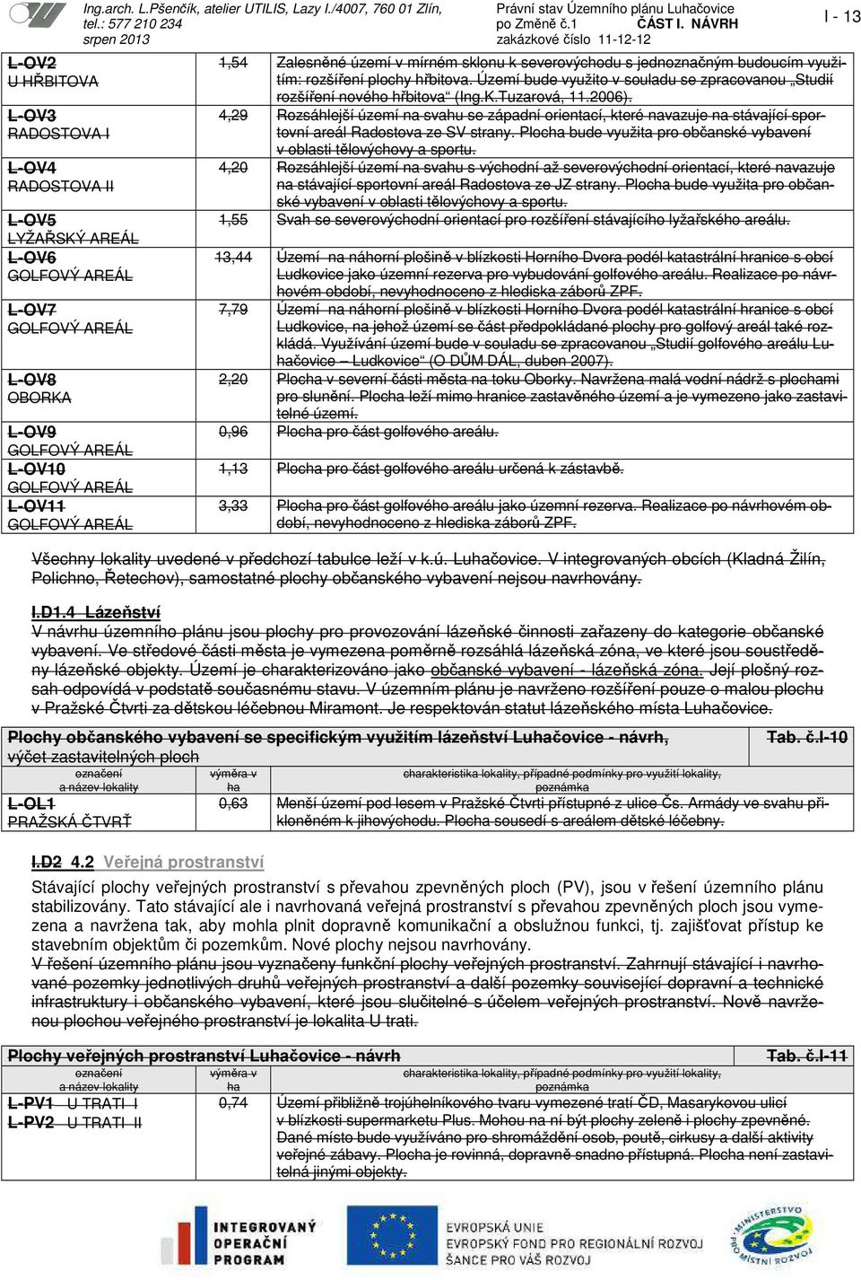 /4007, 760 01 Zlín, Právní stav Územního plánu Luhačovice 1,54 Zalesněné území v mírném sklonu k severovýchodu s jednoznačným budoucím využitím: rozšíření plochy hřbitova.