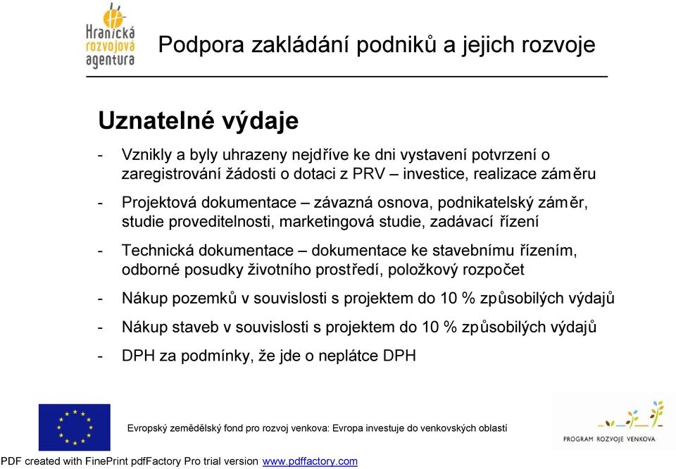 Technická dokumentace dokumentace ke stavebnímu řízením, odborné posudky životního prostředí, položkový rozpočet - Nákup pozemků v