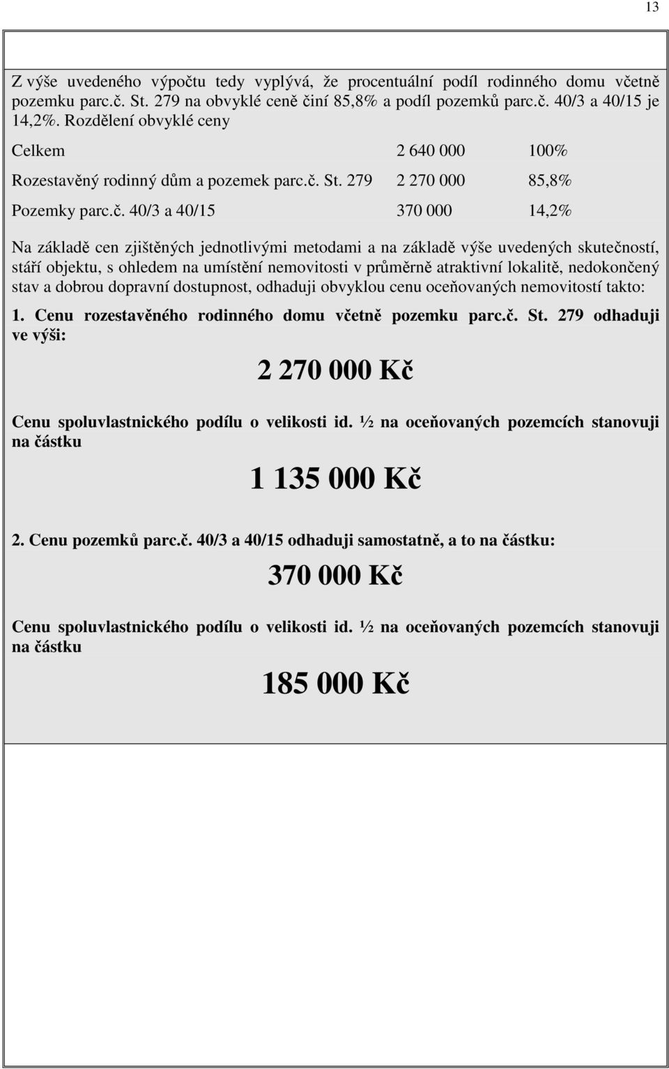 St. 279 2 270 000 85,8% Pozemky parc.č.