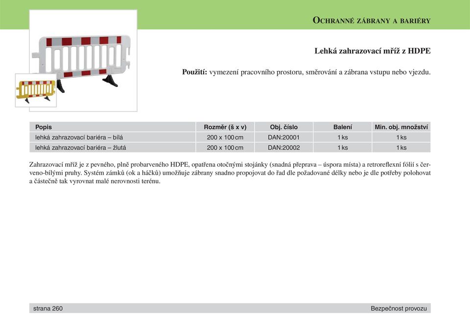 množství lehká zahrazovací bariéra bílá 200 x 100 cm DAN:20001 1 ks 1 ks lehká zahrazovací bariéra žlutá 200 x 100 cm DAN:20002 1 ks 1 ks Zahrazovací mříž je z