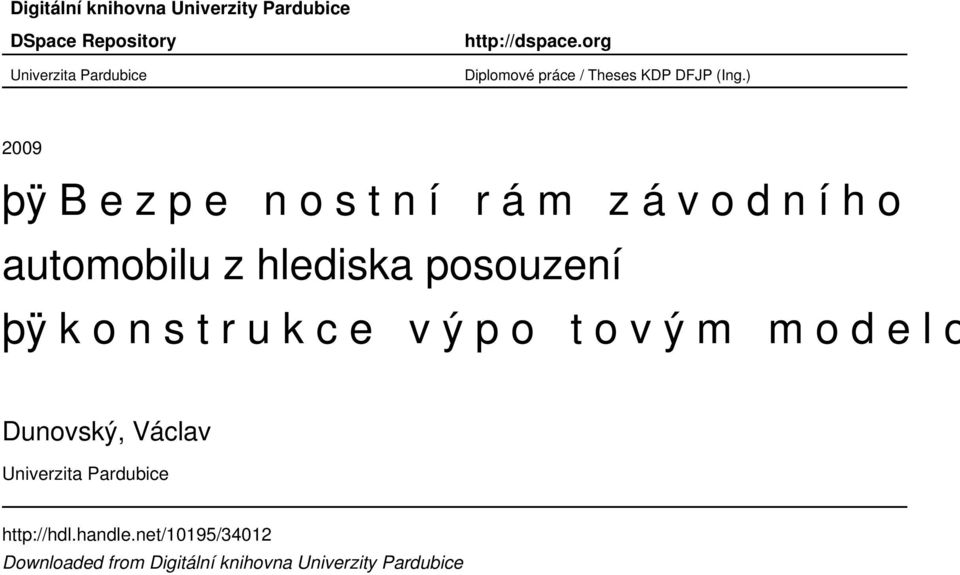 ) 2009 þÿ B e z p e n s t n í r á m z á v d n í h autmbilu z hlediska psuzení þÿ k n s t r u