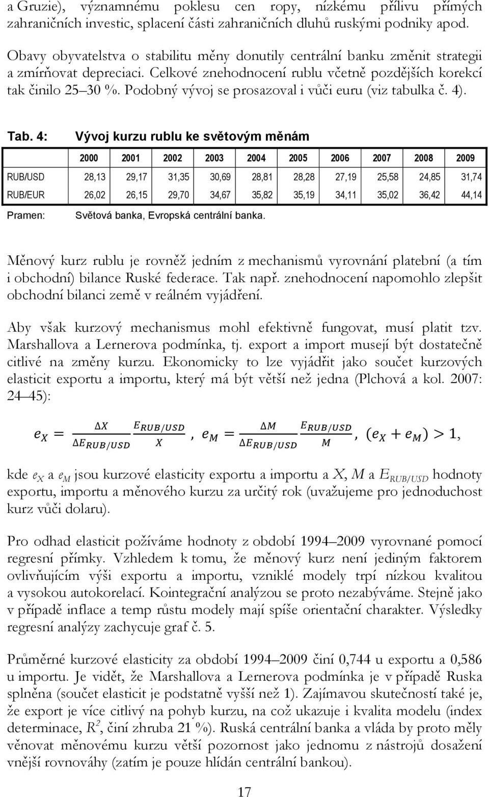 Podobný vývoj se prosazoval i vůči euru (viz tabulka č. 4). Tab.