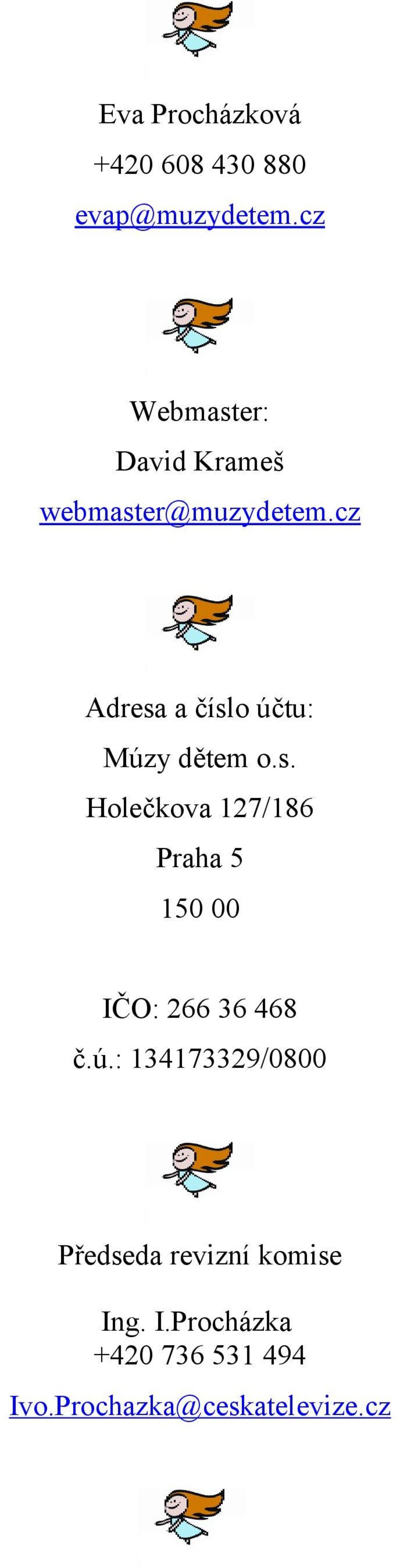 cz Adresa a číslo účtu: Múzy dětem o.s. Holečkova 127/186 Praha 5 150 00 IČO: 266 36 468 č.