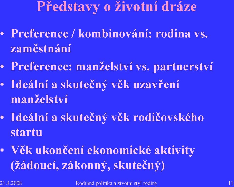 partnerství Ideální a skutečný věk uzavření manželství Ideální a skutečný věk